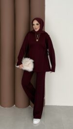 Yandan Bağlamalı Oysh İkili Takım - Bordo