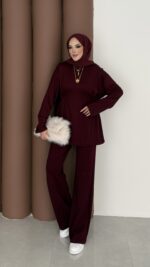 Yandan Bağlamalı Oysh İkili Takım - Bordo - Görsel 2