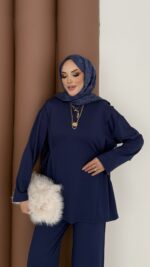 Yandan Bağlamalı Oysh İkili Takım - Lacivert - Görsel 5