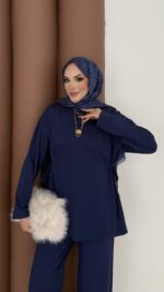 Yandan Bağlamalı Oysh İkili Takım - Lacivert - Görsel 4