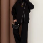 Muadil Asimetrik Fermuarlı İkili Takım - Siyah