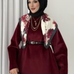 Dora Tay Tüylü Kazak - Bordo