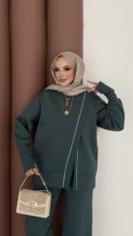 Muadil Asimetrik Fermuarlı İkili Takım - Petrol - Görsel 8