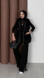 Kapitoneli Kadife Şişme Yelek - Siyah - Görsel 11