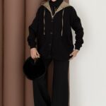 Snow Trenç Kapşonlu Şardonlu İkili Takım - Siyah