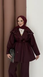 Olden Scuba Taşlı İkili Takım - Bordo - Görsel 5