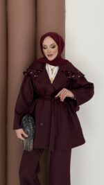 Olden Scuba Taşlı İkili Takım - Bordo - Görsel 9