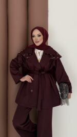 Olden Scuba Taşlı İkili Takım - Bordo - Görsel 6