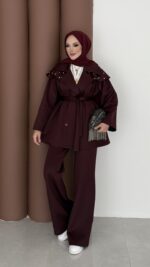 Olden Scuba Taşlı İkili Takım - Bordo - Görsel 2