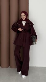 Olden Scuba Taşlı İkili Takım - Bordo - Görsel 4