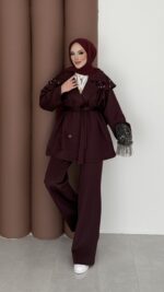 Olden Scuba Taşlı İkili Takım - Bordo