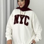 Nyc Şardonlu Sweat - Bordo