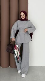 Premium Piliseli Arabic İkili Takım - Gri - Görsel 2