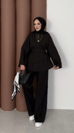 Premium Piliseli Arabic İkili Takım - Siyah